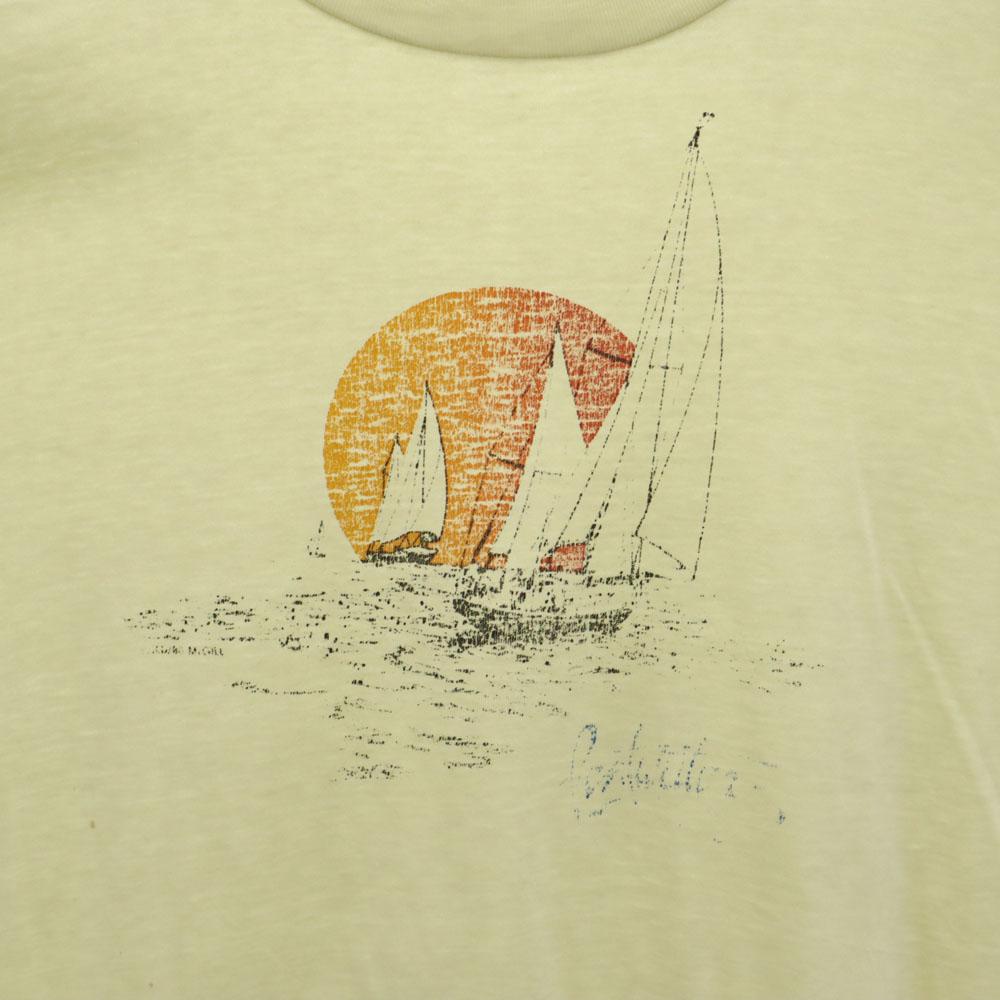 70s 80s Short Sleeve Single Stitch T-shirt Yellow Old Vintage Men's Used