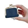 Ladies Mini Coin Purse Genuine Leather Wallet Solid Color Kiss Lock Change Pouch Small Storage Bag for Jewelry Keys