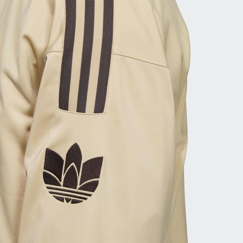Adidas Originals Classic Retro Three Stripes Letter Logo Sports Loose Stand Collar Long Sleeve Jacket Men Jacket Mist-Light-Brown JL8399