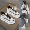 2024 Spring/Summer Women's Wedge Heel Mesh Sneakers: Breathable, Lace-Up, Genuine Leather, Thick Sole, White