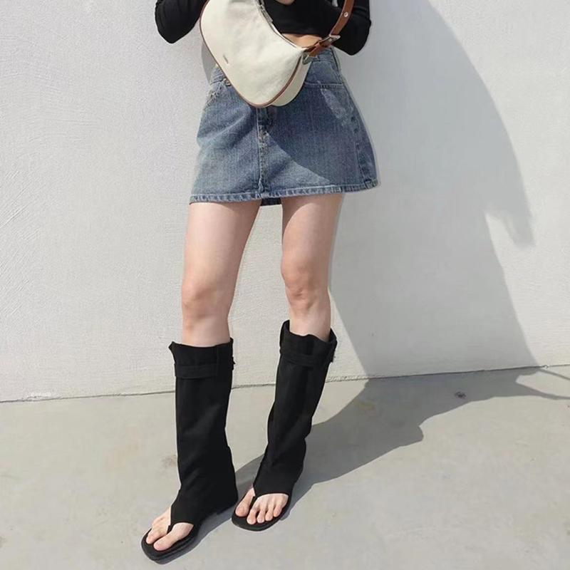 Роскошные дизайнерские женские сандалии-гладиаторы на весну и лето, модные брючные сапоги на плоской подошве с зажимом для девочек, уличные брючные сапоги Spice Girls