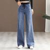 Casual Wide Leg Jeans Women Patchwork High Waist Vintage Baggy Vaqueros Spring Denim Pants Lace Up Straight