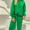 Autumn Winter Hooded Long Sleeve Solid Color Split Sweatshirt Long Pants Two Piece Set For Fashion