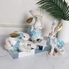 Easter Bunny Figurine Festive Delightful Home Decoration Synthetic Resin Easter Party Oil Painting Bunny Table Ornament for Garden