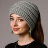 Solid Color Ponytail Beanie Hat Headwear Women's Hat Warm Knitted Hat  Winter