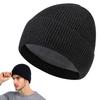 Men Hat Winter Warm Wool Knit Hat Solid Color Thickened Velvet Lining Hat Outdoor Sports Skiing Cycling Hat
