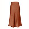 Elegant Temperament, High-quality Acetate Satin Elastic High-waist Split Mid-length Skirt