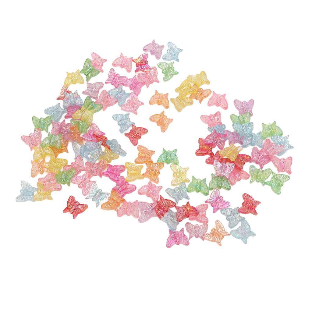 100pcs Butterfly Shape Beads Plastic Material Relaxing DIY Making Colorful Craft Beads for Jewelry