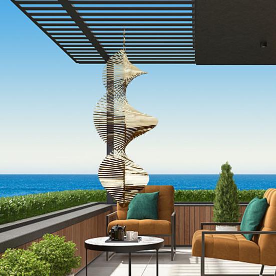 Spiral Wind Spinner Decoration Weather-proof Indoor Outdoor Window Garden Yard Porch Metal 3D Wind Chime Hanging Ornament Pendant