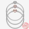 Authentic S925 Sterling Silver Classic Moment Bracelet Sparkling Star Round Heart Shaped Clasp Pav éBracelet Girl Jewelry Gift