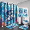 4Pcs Bathroom Shower Curtain Set Undersea World Pattern Bathroom Curtain With 12 Hooks Non Slip Rugs Toilet Cover Mat Bathroom Partition