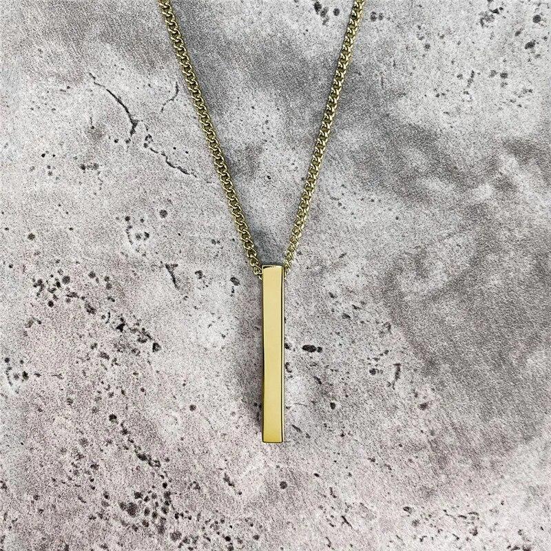 Fashion Geometric Rectangular Necklace for Men Hip-hop Retro Three-dimensional Column 2mm Pendant Male Dominant Jewelry Gift