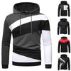 Men's Fashion Splicing Long Sleeve Casual Hooded Pullover Jacket Top Blouse
