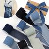 2Yards Denim Ribbon Blue Cowboy Handmade Fringe Silk Ribbon DIY Sewing Crafts Wedding Invitations