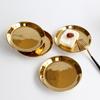 European Luxury Plated Gold Ceramic Plate Tableware Round Small Dish Dessert Tray Bottom