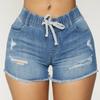Summer Fashion Hole Denim Shorts Fashion Women Drawstring High Waisted Worn Out Short Jeans Slim Fit Distressed Ladies Jeans Short Pants 974