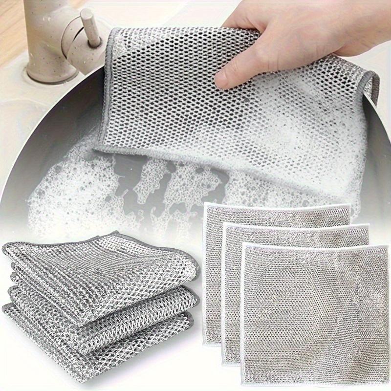 8pcs, Wire Dishwashing Cloth,Grid Non-stick Oil Oil-free Kitchen Cleaning Cloth, Kitchen Stove Range Hood Pot Dish Sink Cleaning Cloth