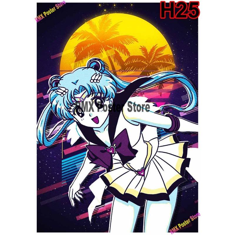 Classic Anime Sailor Moon Poster White Coated Paper Cartoon  Girl Poster Wall Stickers Home Room Bar Decoration Art Painting