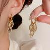 Korean Trendy Zircon Tassel Leaf Drop Earrings for Women New Fashion Earring Jewelry Party Accessories