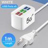 6-in-1 USB Fast Charger Multi Ports Power Strip Desktop Charging Station Quick Charge 1m Cord USB HUB Adapter for iPhone Xiaomi