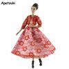 Red Flower Fashion Dress For Barbie Doll Outfits Coat Princess Party Gown Clothes For Barbie Dollhouse 1/6 Doll Accessories Toy