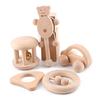 Baby Firstlook Wooden Rattle and Push Cart Set, 5-Piece Set, Cute Sounds, Wooden Toy for Babies and Children, Gift for Newborns