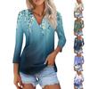 Women's Summer Fashion Casual Print V-Neck Three Quarter Sleeve Shirt Top