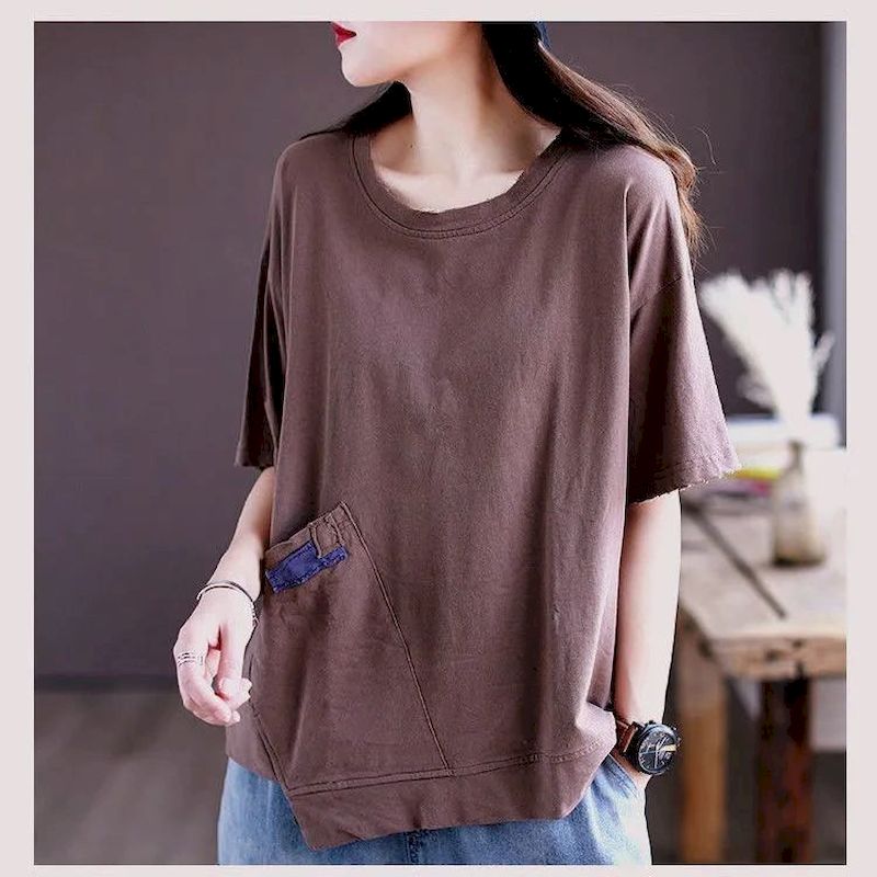 FiveFive Short-sleeved T-shirt Women Summer Tops Korean Style Loose Large Size Fashion T Shirt Pullover Women's Casual T-shirt