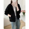 Autumn and Winter New Fashion Simple Double Zipper Hooded Knitted Cardigan Women's Solid Color Casual Loose Sweater Jacket