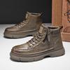 2024 Autumn/Winter Men's Retro Casual Leather Martin Boots: Versatile Mid-High Outdoor Shoes