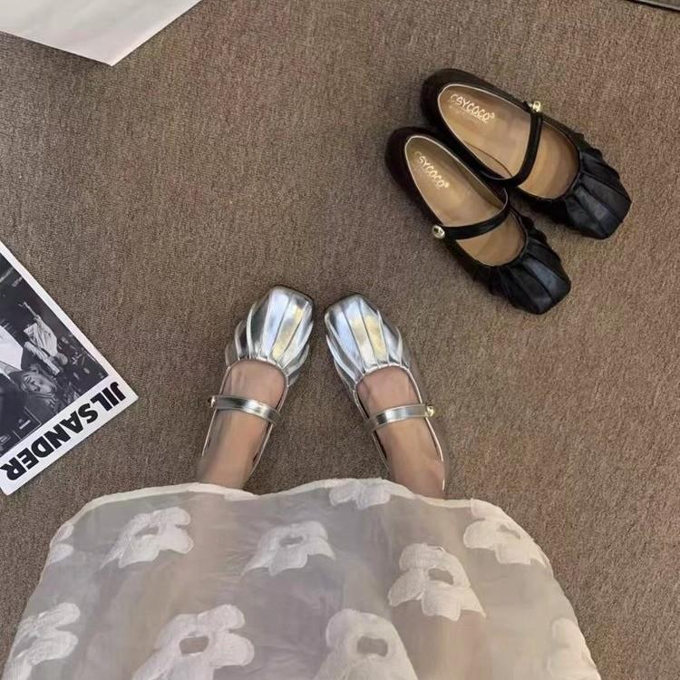 Mary Jane Women's Shoes 2024 New Summer Evening Breeze Gentle Maternity Sandals Flat Single Shoes with Skirt Small Leather Shoes