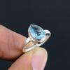 Royal Blue Topaz 7x10 Size Cabochon Hand Crafted Stone Fine Polished 925 Sterling Silver Ring with Morden Design Gift for Wedding Engagement