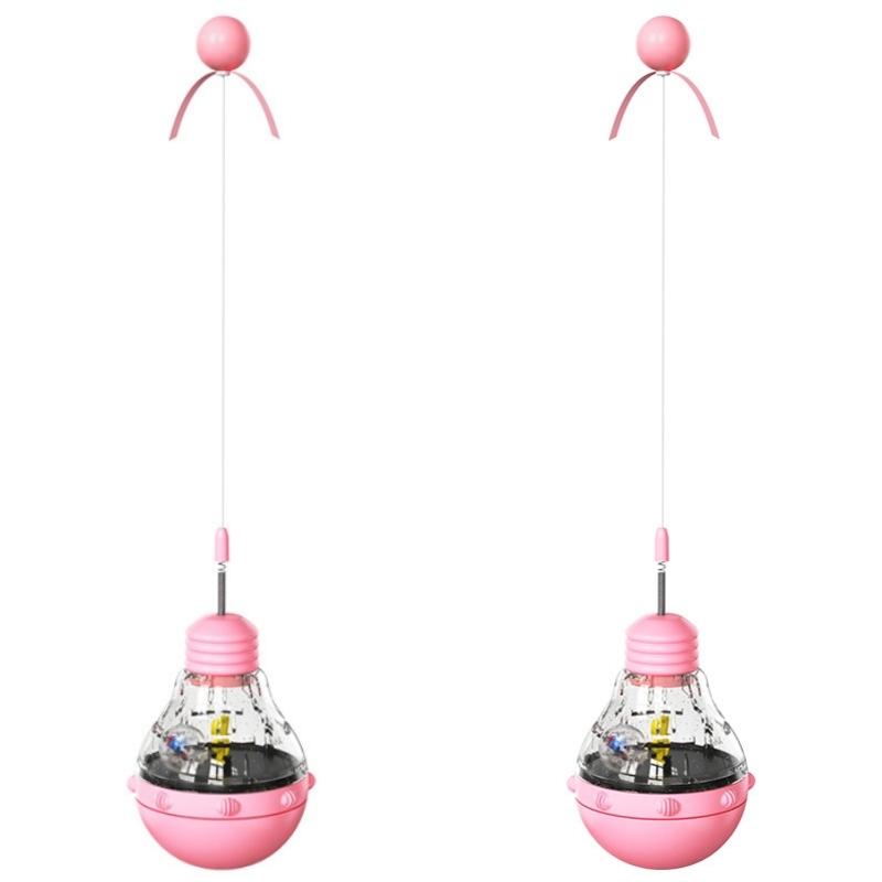 Cat Toy Flashing Ball Transparent Bulb Shape Tumbler Toy Turntable Bucency Teaser Ball Kitten Training Function Pet Supplies