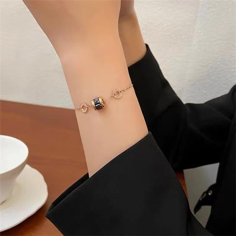 Light Luxury Lucky Zircon Crystal Bead Stainless Steel Bracelets For Women Korean Fashion Sweet Sexy Female Hand Chain Jewelry