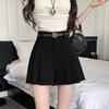 Gray Pleated Skort for Women - Summer 2024, High-Waist, Slim-Fit, Loose Wide-Leg Design