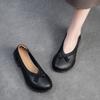 Johnature Genuine Leather Comfortable Low Heel Shoes Retro Versatile Pumps Round Toe Women's Shoes