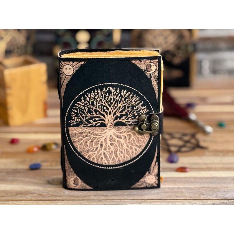 Журнал из кожи Древо жизни - Винтажный кожаный дневник - Красивый журнал Для зарисовок Книга для путешествий Пустая книга заклинаний