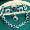2024 New Jewelry Set Green Zircon Set Accessories Earrings Ring Wedding