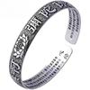 Silver Mantra Heart Sutra Buddhist Engraved Pixiu Lotus Copper Protection from Good Divine Fashion Birthday Gift Women's Bangle, Amulet, Bracelet,