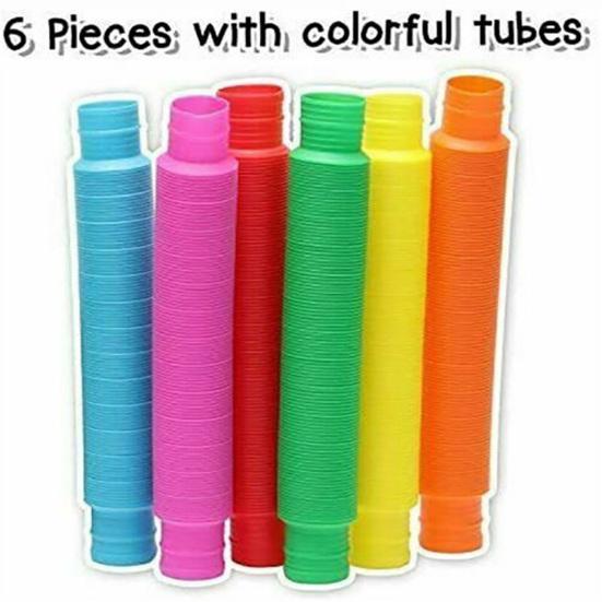 6Pcs Flexible Tube Toys Sensory Tactile Stimulation Inspiring Stress-relieving Pipe Toys for Kids