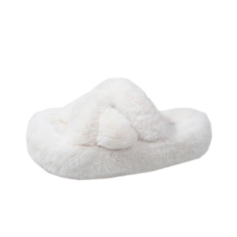 Super Fire Fluffy Slippers Women's 2025 Autumn New Home Wear Cross Versatile Korean Version Soft Bottom Rabbit Fluffy Cotton Mop