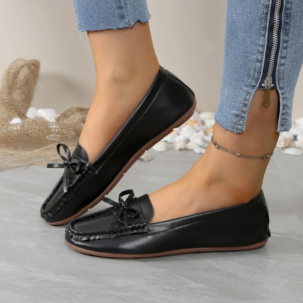 Women's Causal Flat Shoes New Summer Round Toe Slip On Walking Shoes for Women Outdoor Plus Size Butterfly Knot Woman's Loafers