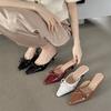 Baotou Low-heeled Slippers New French Fairy Style Bow Square Head Sandals Temperament Simple Thick Heel Sandals