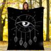 Evil Eye Blanket Turkish Nazar Spiritual Art Blanket Vintage Mid Century Flannel Blanket Sofa Chair Throw Blanket Travel Blanket