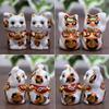 Kutani Ware Chibi Maneki Neko (Lucky Cat) Pair, Calico, Gold-Mike-F
