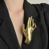 Large Smooth Palm Brooch Golden Suit Pins Creative Metal Brooch  Men