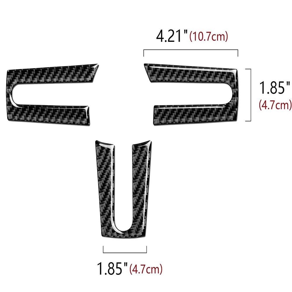 3Pcs Carbon Fiber Steering Wheel Cover Wear-Resisting For Ford Mustang 2005-2009