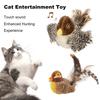 Interactive Chirping Bird Cat Toy Touch Activated Kitten Toy Squeaky Cat Toy with Feather Tail Plush Bird Cat Teaser for Indoor Cats