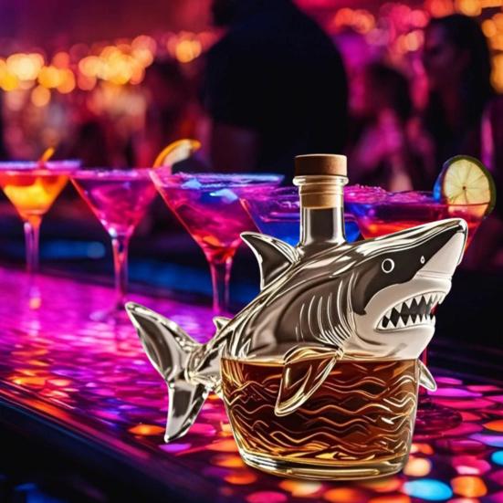 Whiskey Bottle Decanter 3D Carved Shark Design Decorative Liquor Bottle Wine Beer Container Home