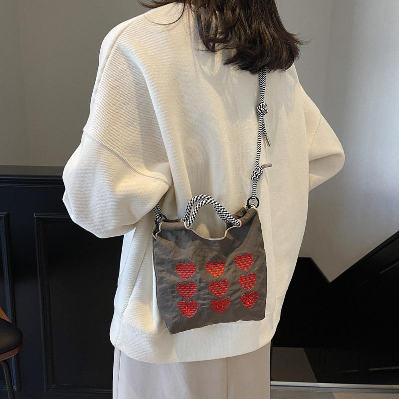 2025 New Fashion Embroidery Bag Shopping Bag Real Nylon Fashion Portable Shoulder Messenger Bag Women